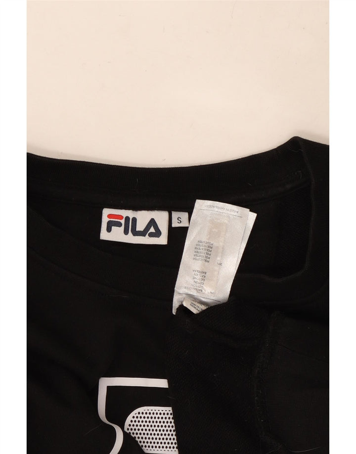 FILA Sweat-shirt court surdimensionné pour femme UK 10 Petit Noir