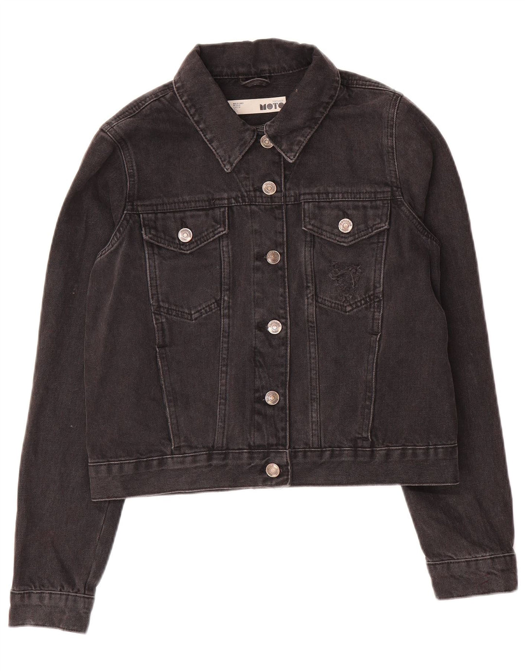 Topshop Veste en jean courte pour femme UK 10 Petit Gris
