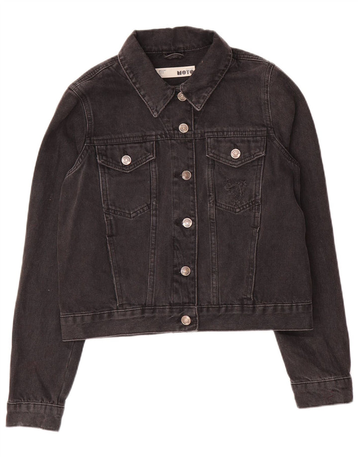Topshop Veste en jean courte pour femme UK 10 Petit Gris