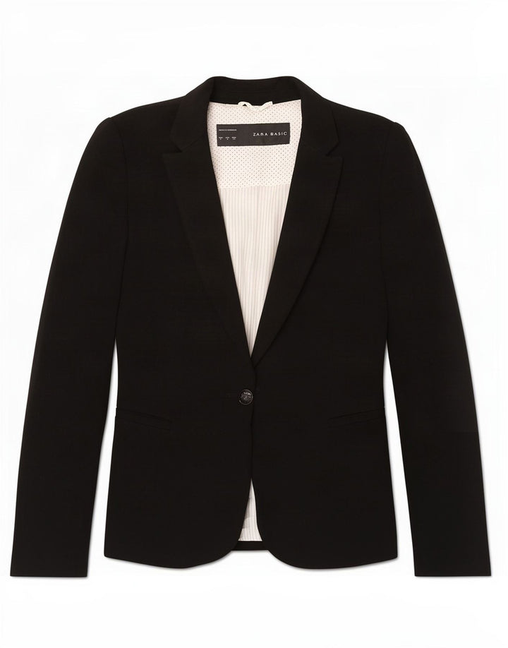 Zara Veste Blazer 1 Bouton Femme UK 10 Petit Noir