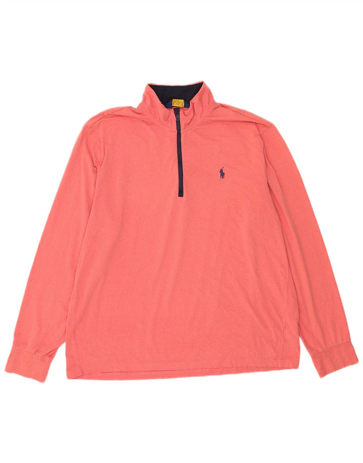 Polo Ralph Lauren Haut de survêtement à col zippé pour homme XL Rose Polyester