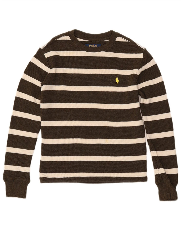 POLO RALPH LAUREN Pull col bateau pour garçon 7-8 ans Petit Kaki
