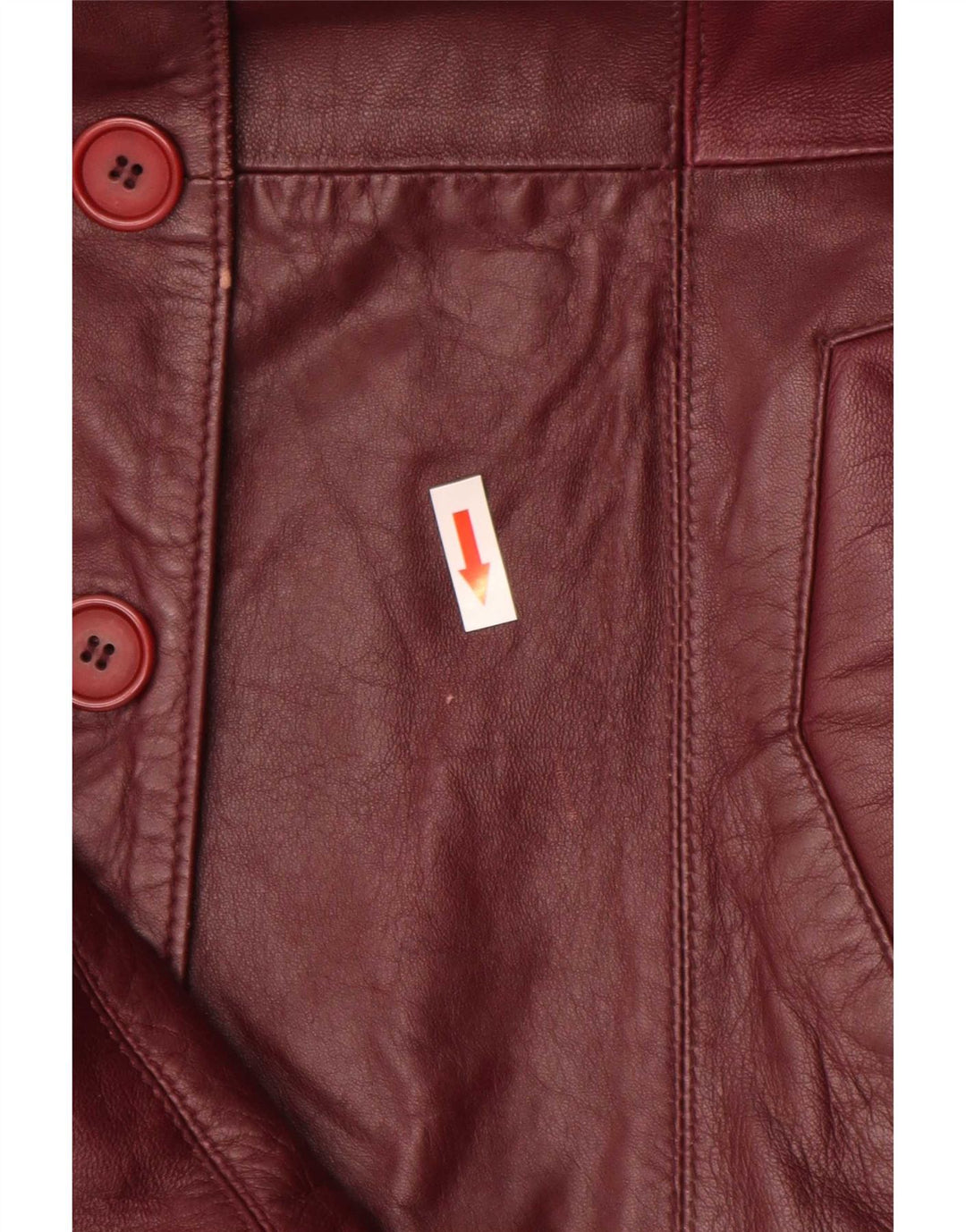 vintage Femme 4 Boutons Veste Blazer En Cuir UK 10 Petit Bourgogne