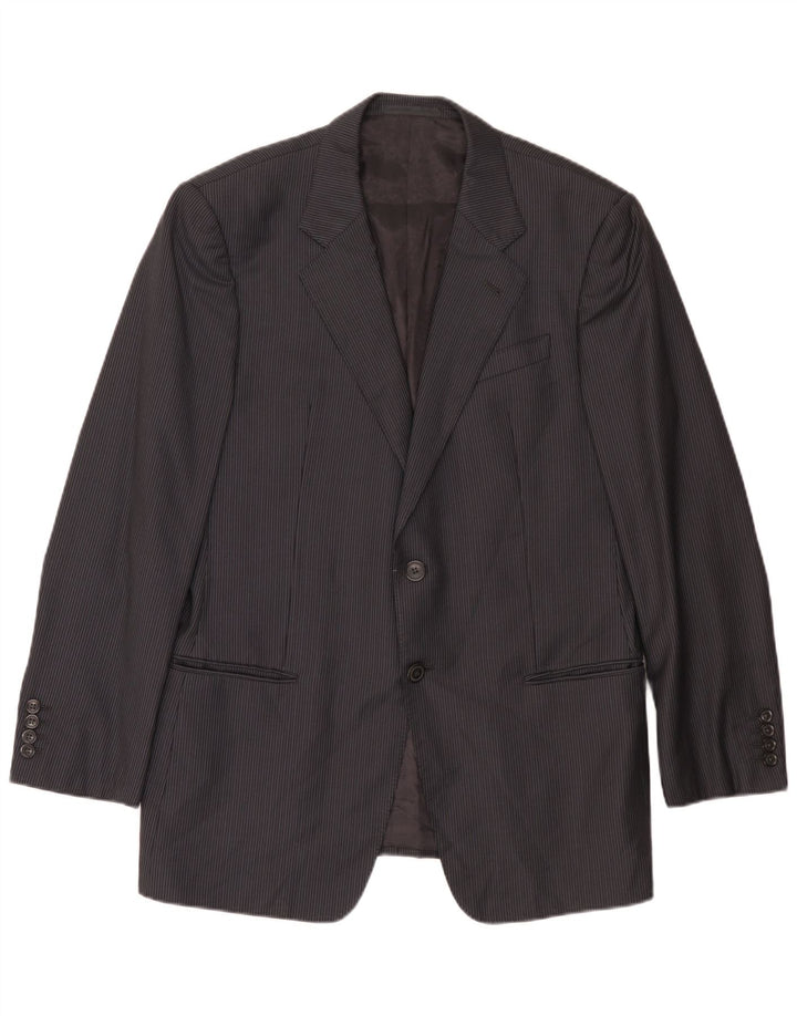 Armani Collezioni Veste Blazer 2 Boutons Homme IT 52 Grande Laine Rayée Grise