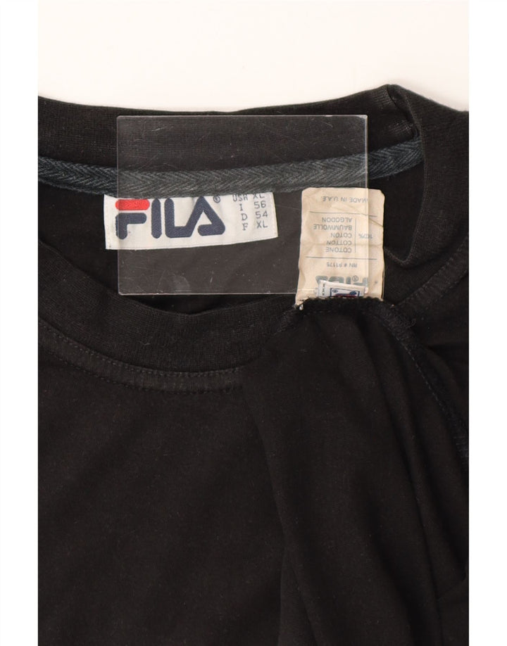 FILA T-Shirt Graphique Homme Top XL Noir Coton