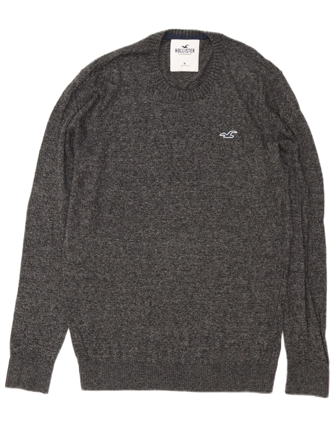 Hollister Pull Ras du Cou Homme Gris Moyen Moucheté Coton