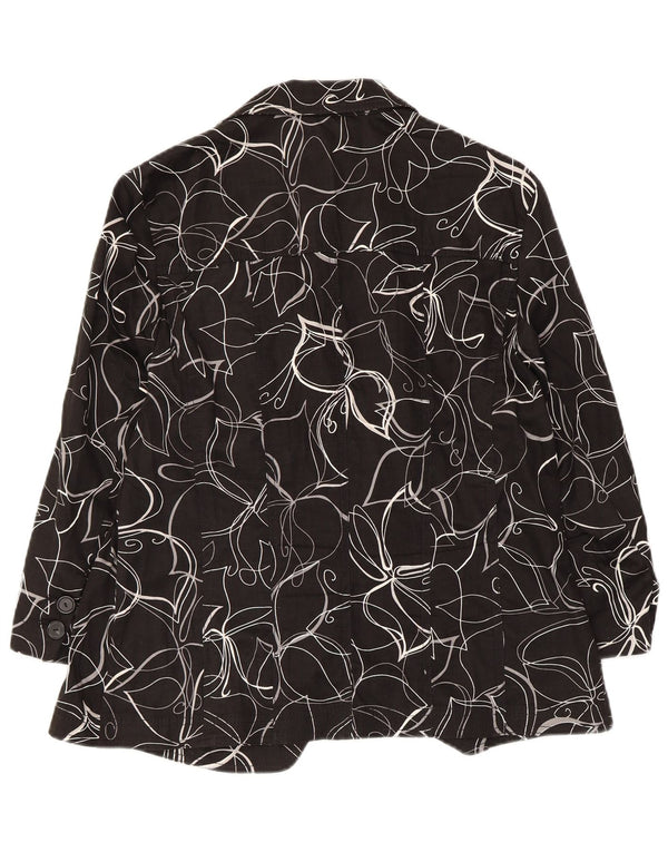 Perte by Krizia Veste blazer à 3 boutons pour femme UK 12 Medium Noir Floral