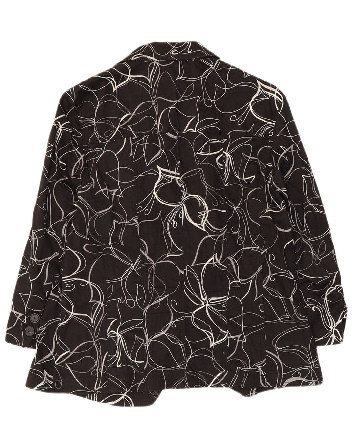 Perte by Krizia Veste blazer à 3 boutons pour femme UK 12 Medium Noir Floral