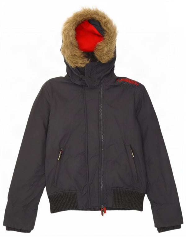 Superdry Veste bomber surdimensionnée à capuche The Windbomber pour femme UK 6 XS Gris