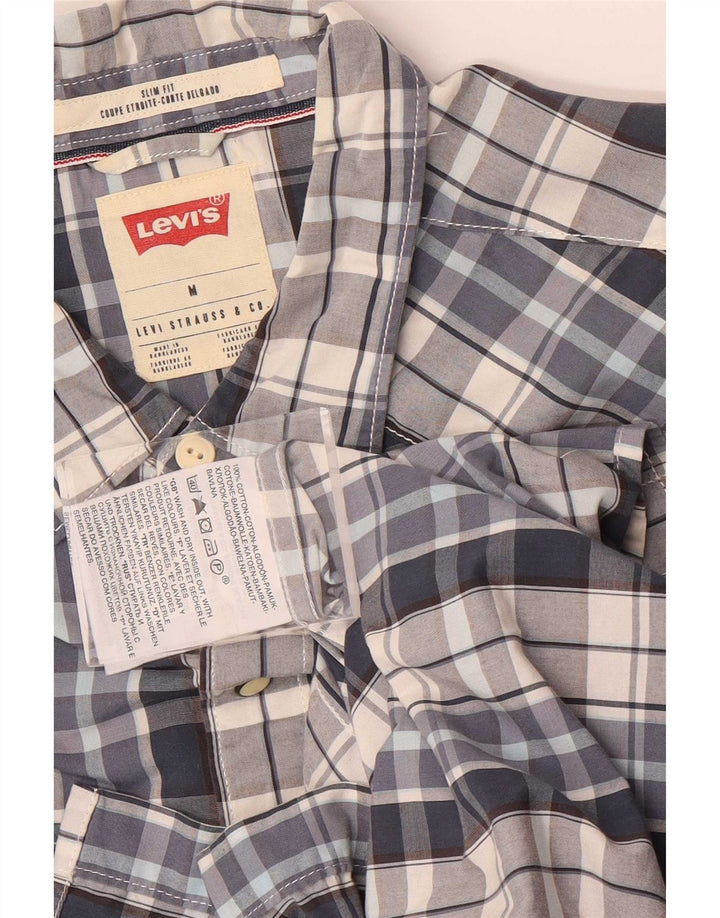 Levi's Chemise Slim Fit à Manches Courtes Homme Bleu Moyen Carreaux Coton