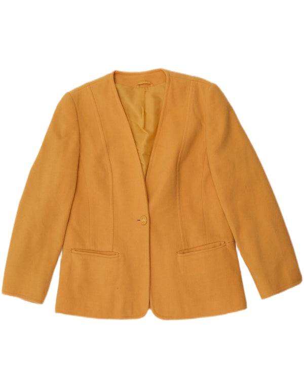 First Avenue Veste Blazer 1 Bouton Femme UK 14 Laine Jaune Moyen