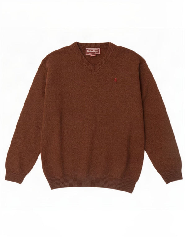 Marlboro Classics Pull col V pour homme en laine marron moyen