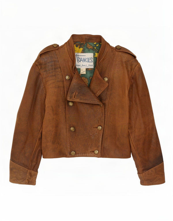 Frankie's Womens Military Crop Double Breasted Jacket UK 18 XL Brown