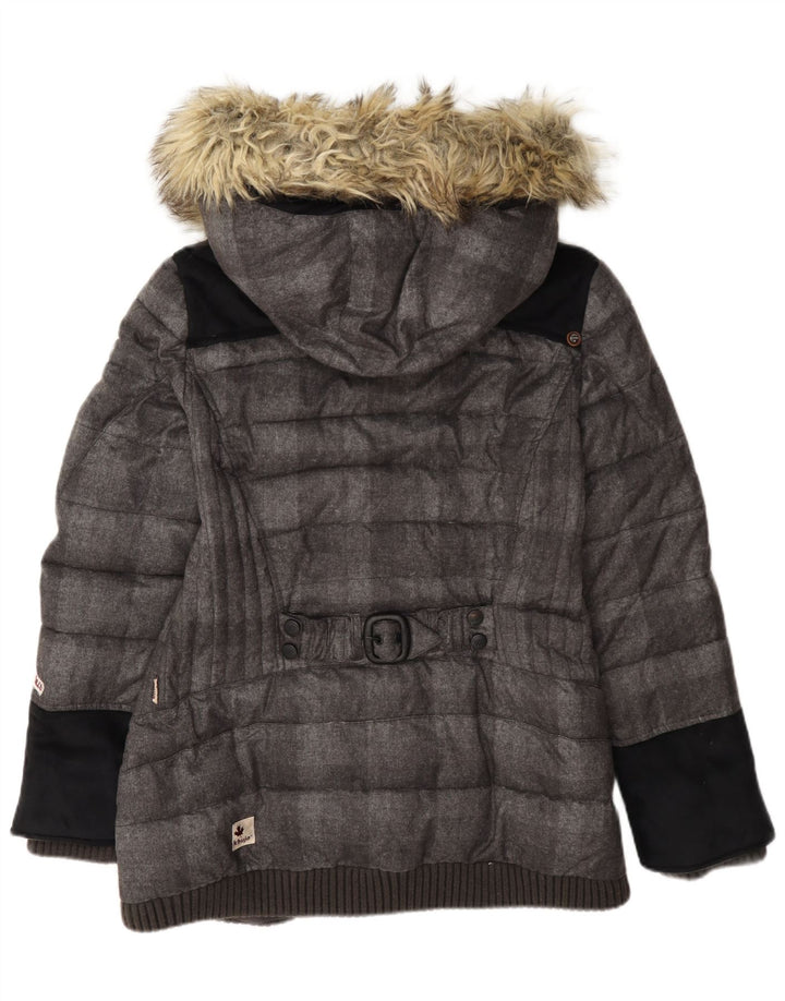 KHUJO Veste matelassée à capuche pour femme UK 18 XL Gris Colorblock Polyester