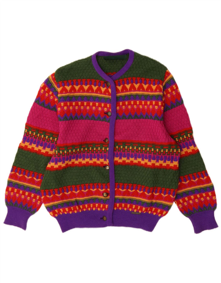 Giesswein Cardigan Femme Pull UK 14 Grand Multicolore Géométrique