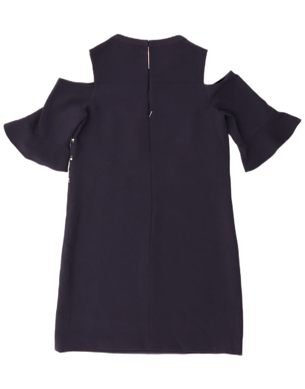 Whistles Robe à épaules dénudées pour femme UK 10 Petit Bleu Marine Polyester