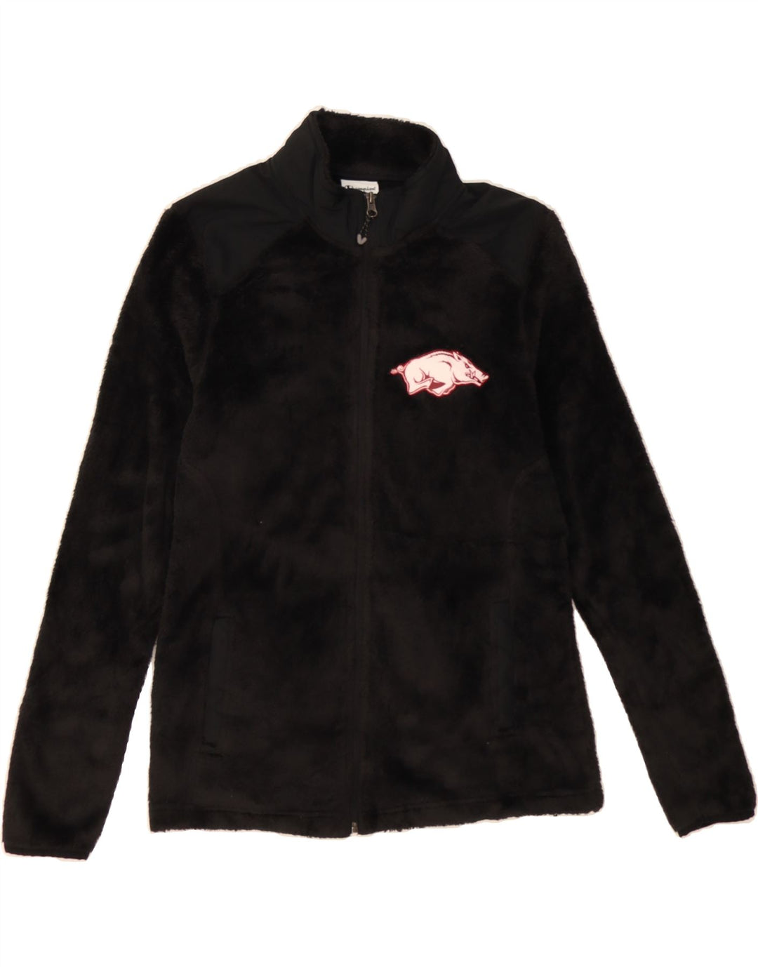 CHAMPION Womens Arkansas Razorbacks Fleece Jacket UK 14 Large Black Vintage Champion and Second-Hand Champion from Messina Hembry 
