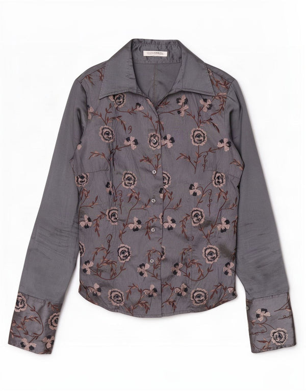 Naracamicie Chemisier Femme UK 12 Gris Moyen Floral Polyester