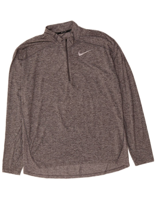 NIKE Haut de survêtement Dri Fit à col zippé pour homme, grand gris moucheté