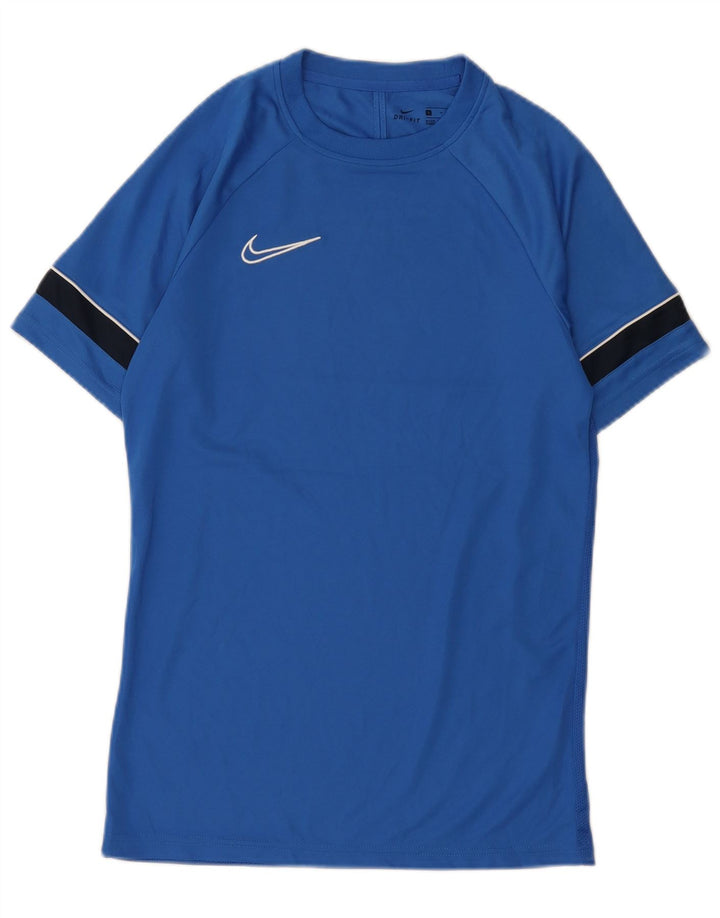 NIKE Hommes Dri Fit T-Shirt Haut Petit Bleu Colorblock Polyester