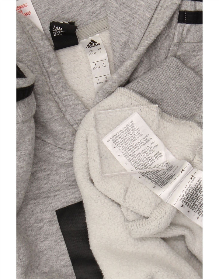 ADIDAS Pull à capuche graphique pour garçon 13-14 ans Gris Coton