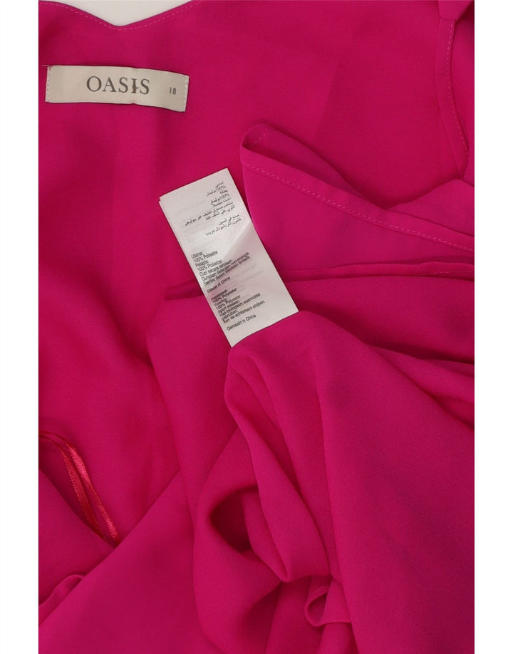 Oasis Femmes Crop Cami Top UK 18 XL Rose Polyester