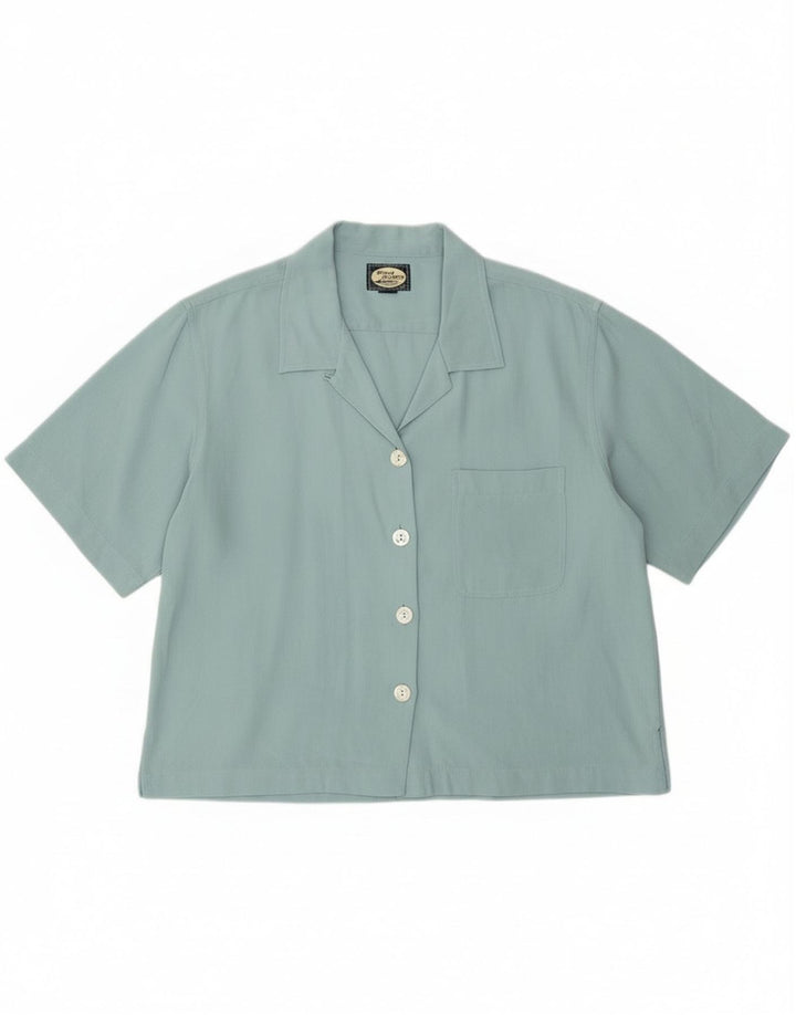 Tommy Bahama Chemise à manches courtes pour femme UK 12 Medium Turquoise Herringbone