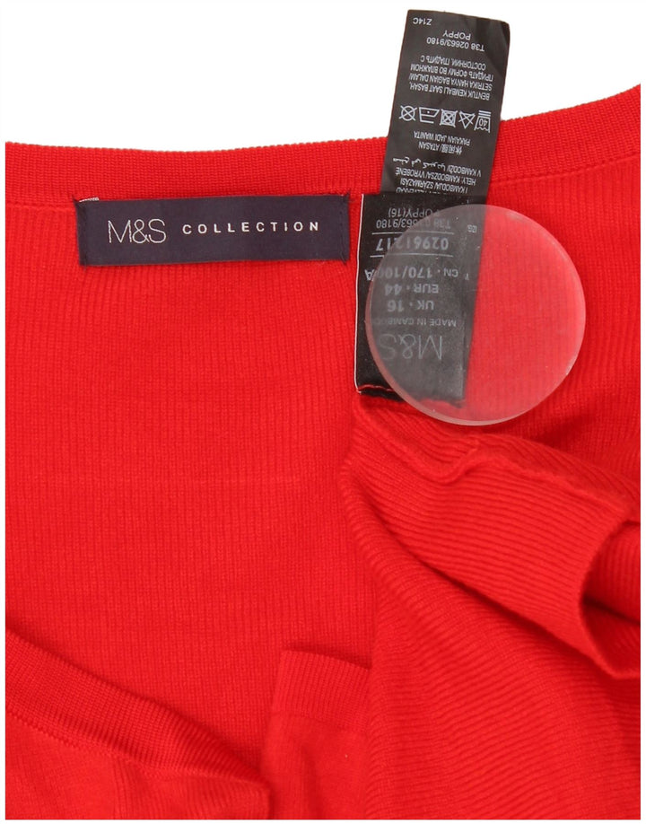 Marks & Spencer Pull cardigan ouvert long pour femme UK 16 Large Rouge