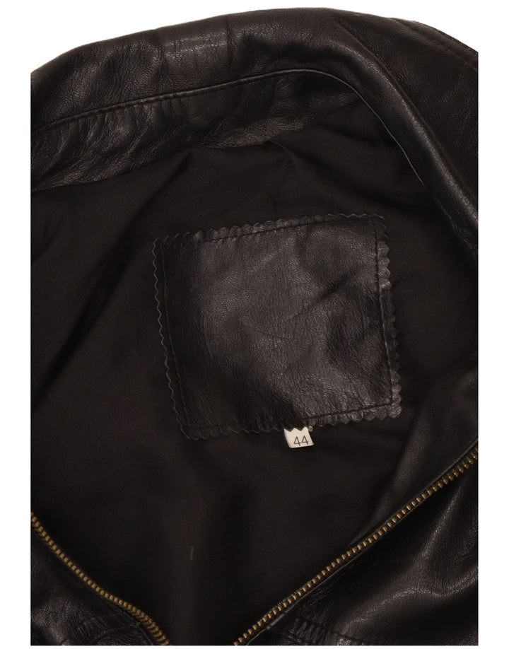 Veste en cuir femme vintage IT 44 Cuir noir moyen