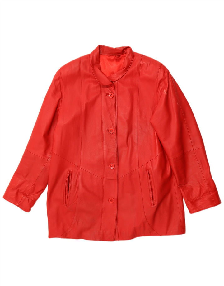 veste en cuir femme vintage UK 16 Grand cuir rouge