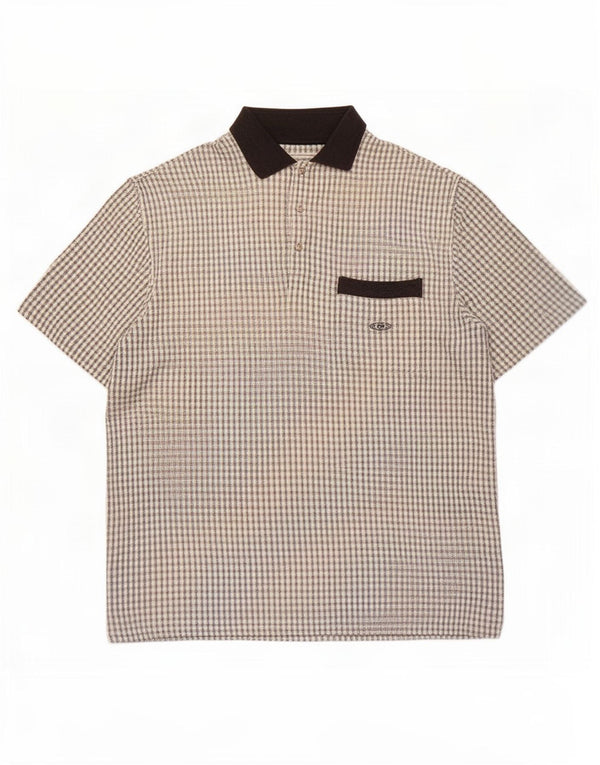 Cotton Republic Chemise pull à manches courtes pour homme Grand carreaux blancs