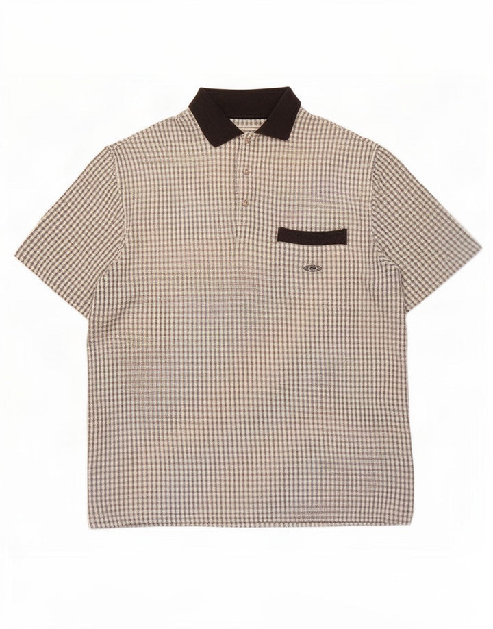Cotton Republic Chemise pull à manches courtes pour homme Grand carreaux blancs