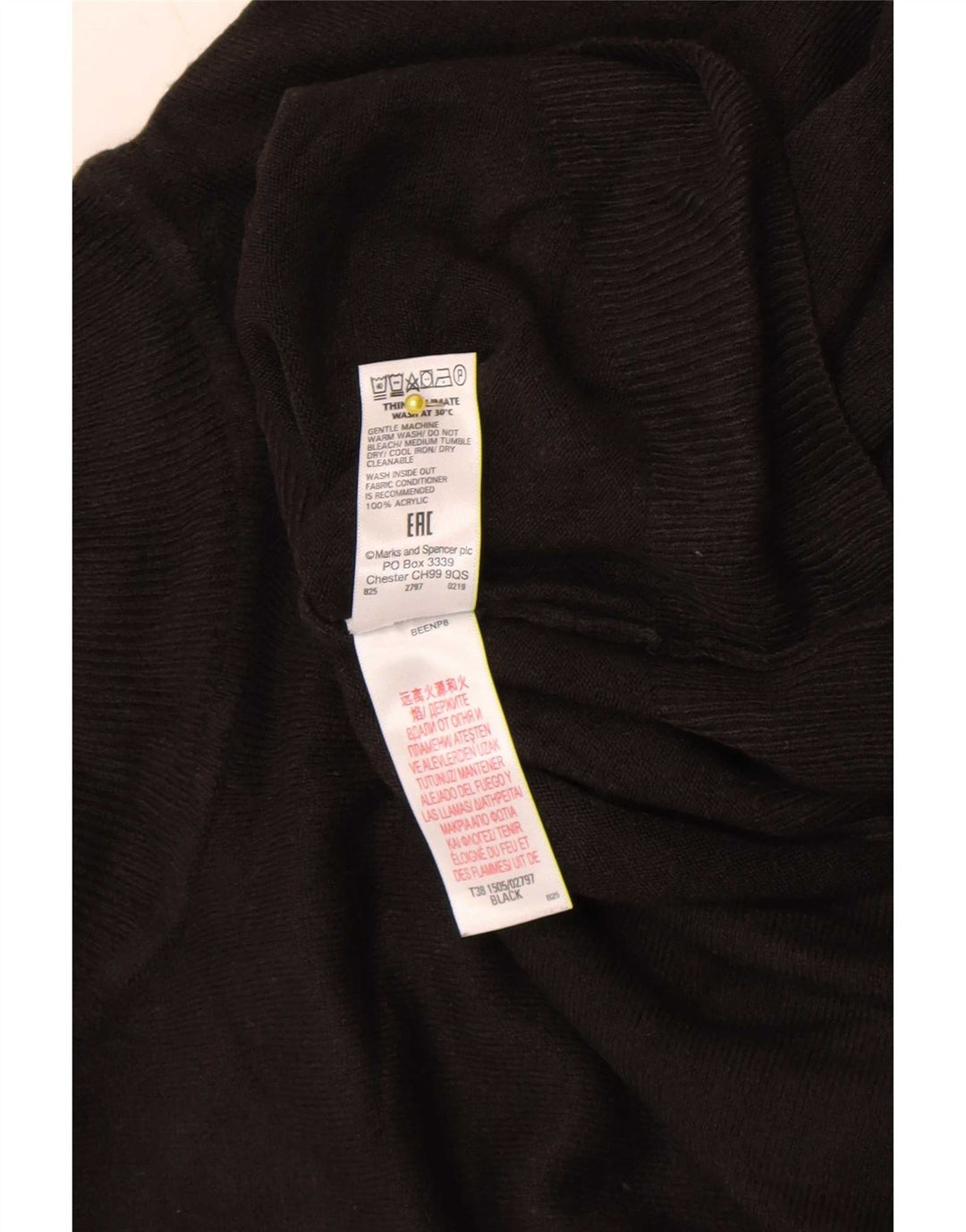Marks & Spencer Pull col roulé pour femme UK 16 Large Acrylique Noir