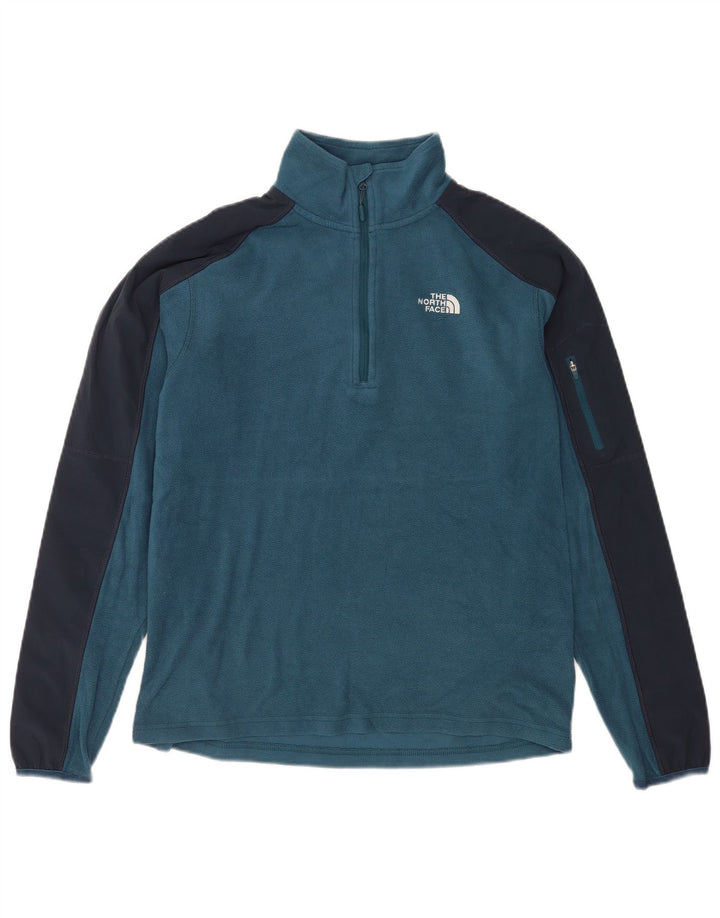 The North Face Pull polaire à col zippé pour homme Petit polyester color block bleu