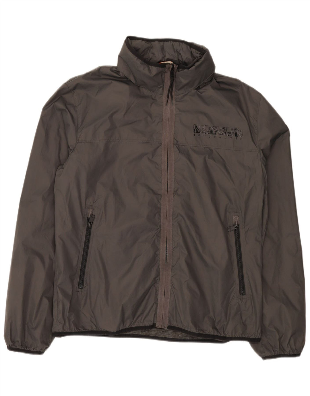 Napapijri Veste de pluie à capuche pour homme UK 42 XL Gris Polyamide