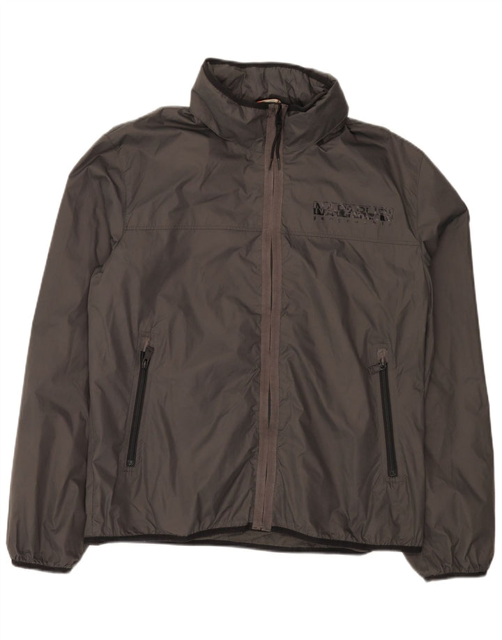 Napapijri Veste de pluie à capuche pour homme UK 42 XL Gris Polyamide