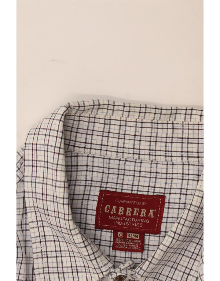 Carrera Chemise Homme Taille 43/44 XL Blanc Carreaux Coton