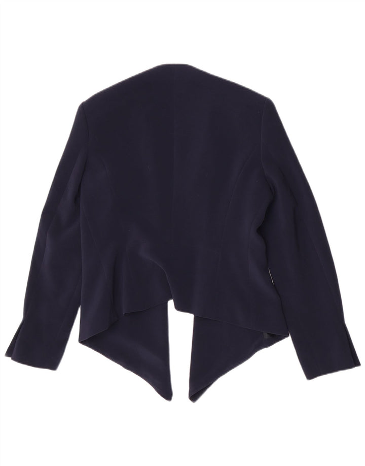 Zara Veste Blazer Ouverte Femme UK 14 Large Bleu Marine Polyester