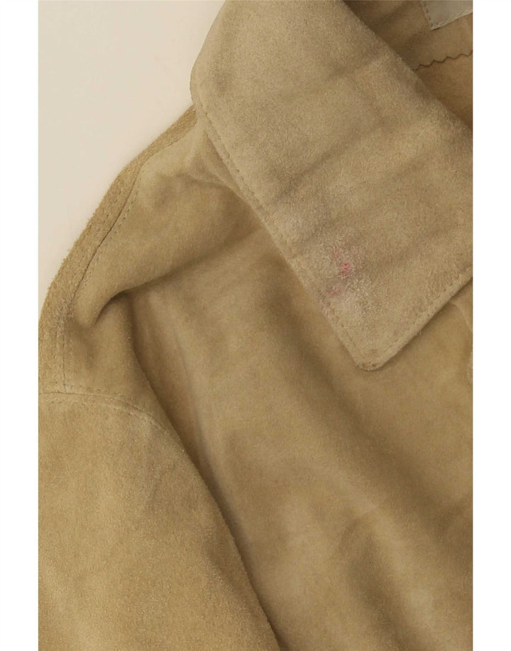 Massimo Rebecchi Veste blazer en daim à 4 boutons pour femme UK 14 Beige moyen