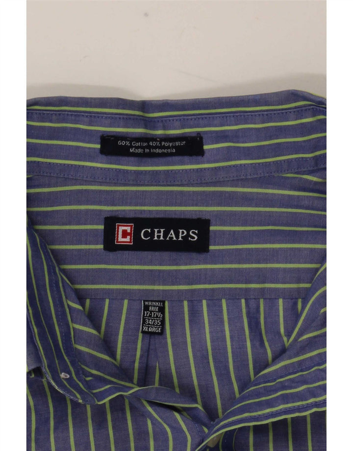 Chaps Chemise Homme Taille 17 1/2 XL Coton Rayé Bleu