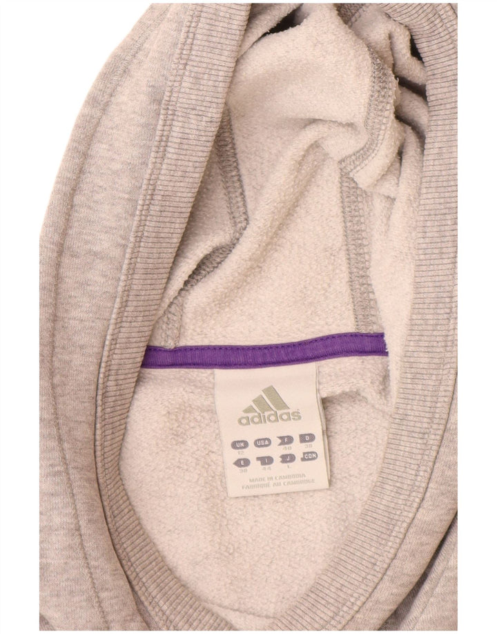 Adidas Pull à capuche graphique pour femme UK 12 Gris moyen