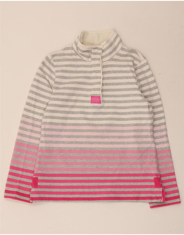 Joules Sweat-shirt à col boutonné pour femme UK 12 Gris moyen rayé