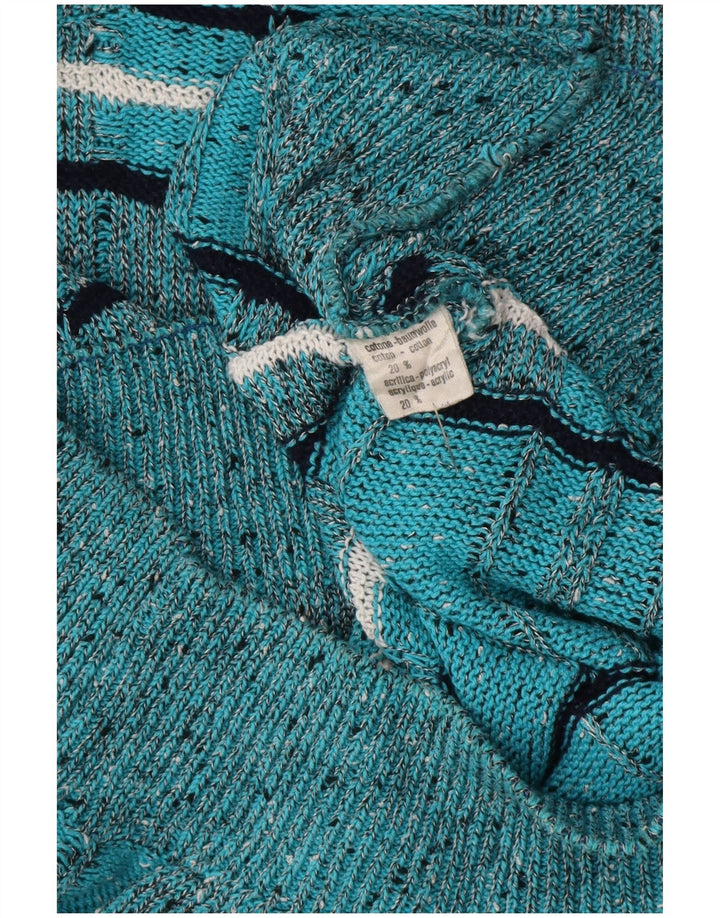 Les Jacquelines Pull col rond homme IT 52 Large bleu rayé