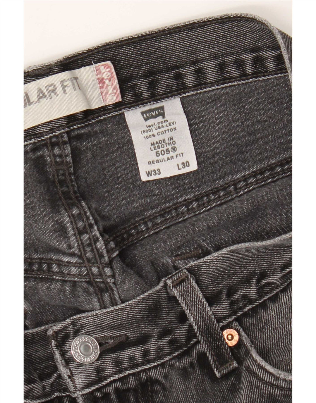 Levi's Jean Droit 505 Regular Fit Homme W33 L30 Gris Coton