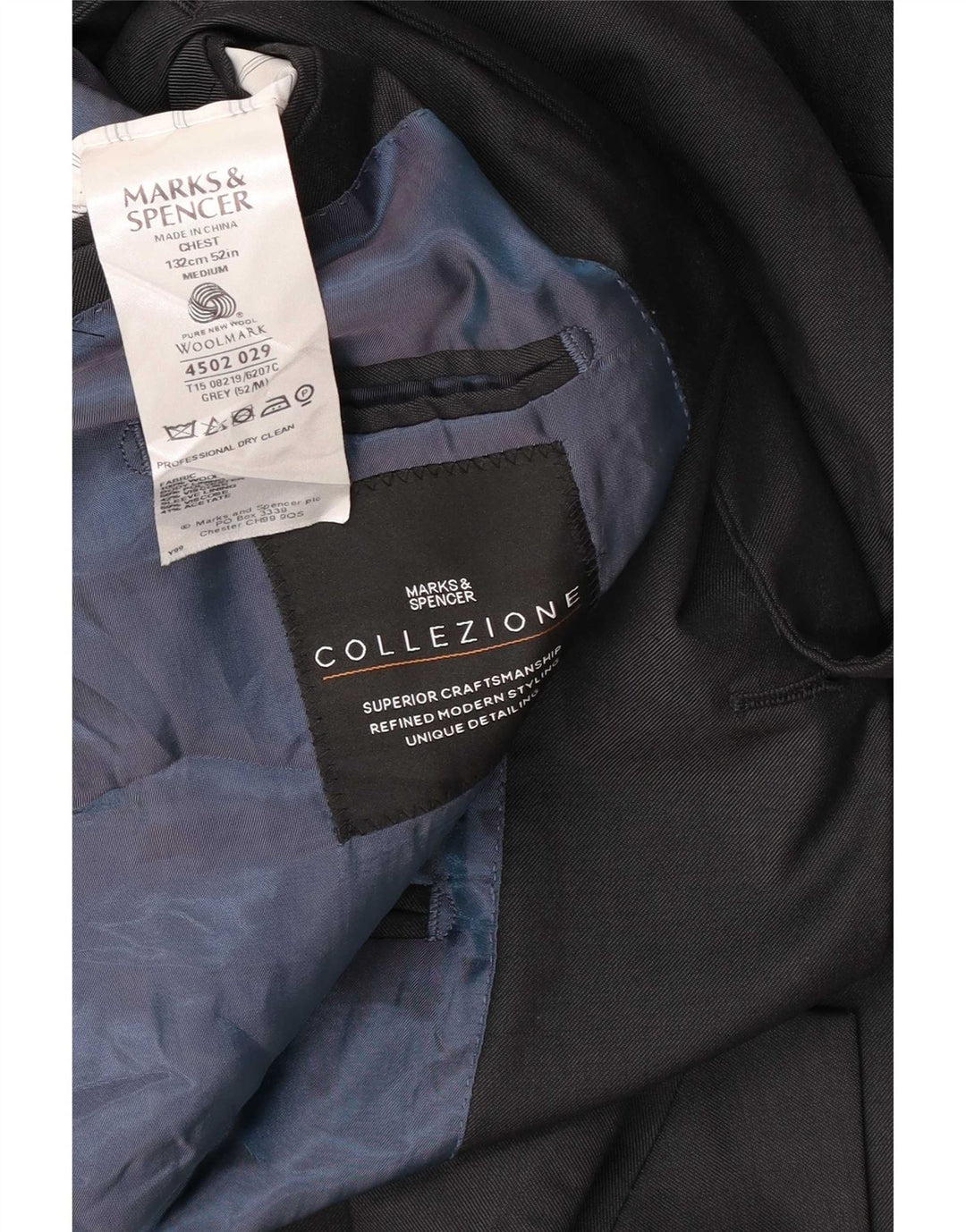 Marks & Spencer Veste blazer à 3 boutons pour homme UK 52 3XL Gris laine