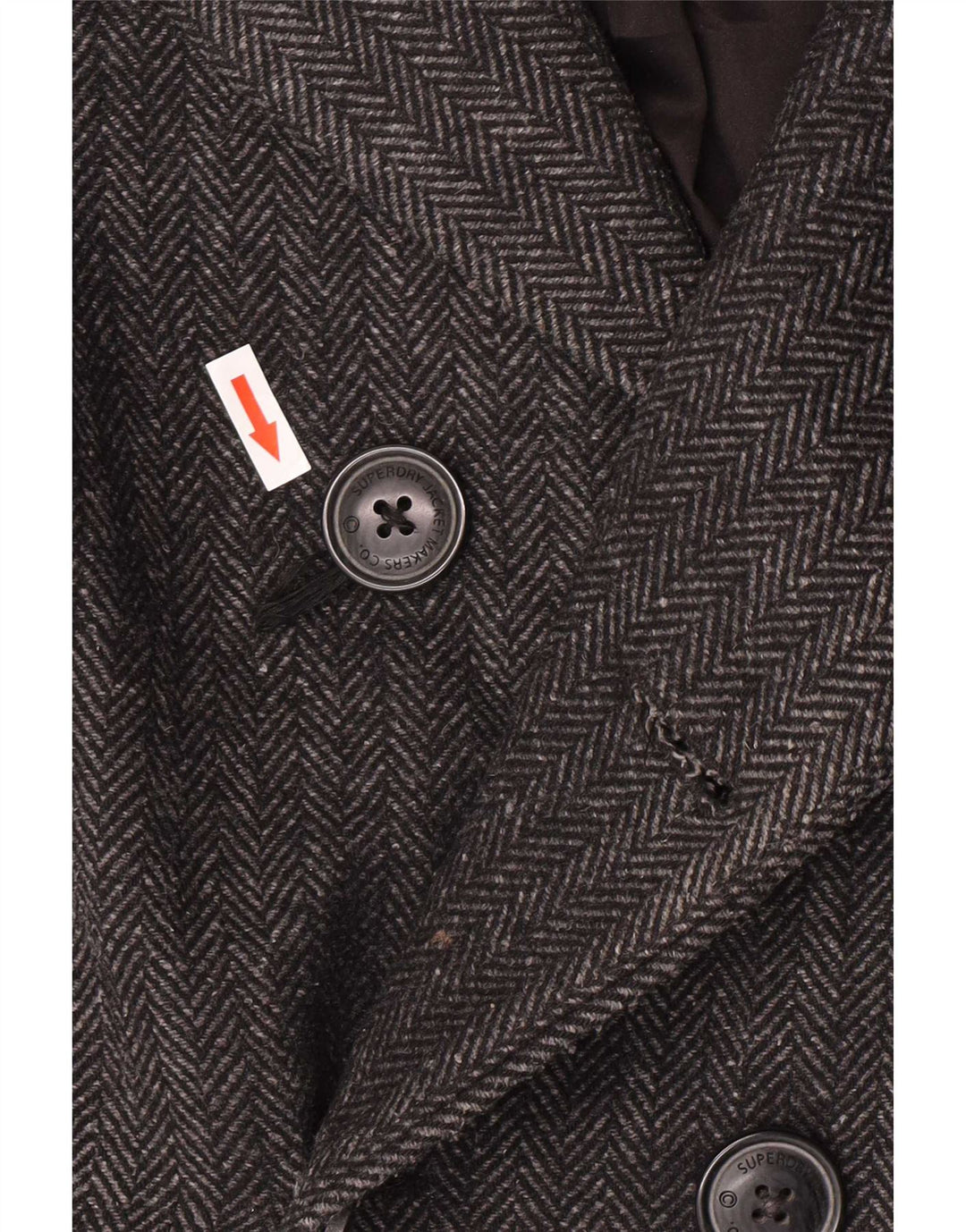 Superdry Caban Homme UK 40 Large Gris Chevrons Laine Classique