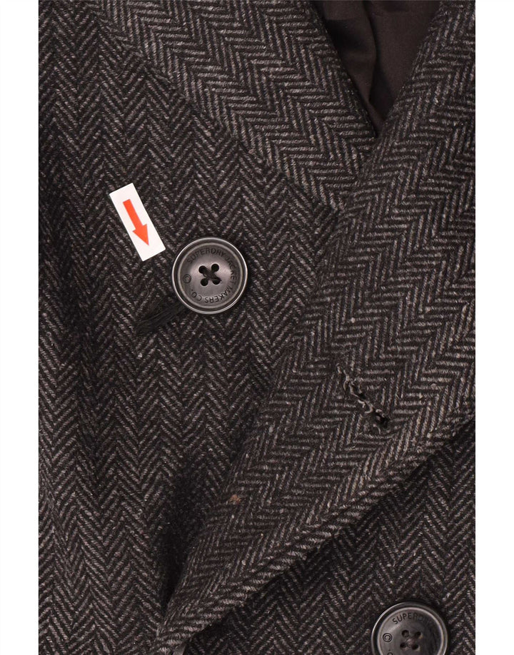 Superdry Caban Homme UK 40 Large Gris Chevrons Laine Classique