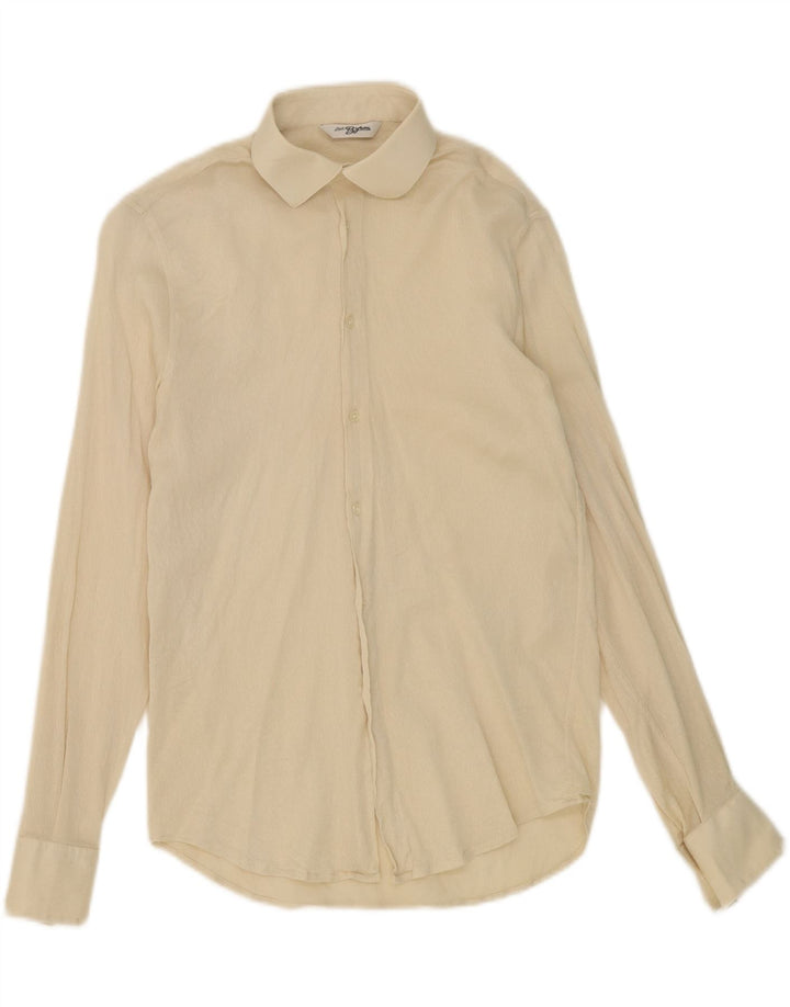 VINTAGE Womens Shirt Size 15 38 Medium Beige Vintage Vintage and Second-Hand Vintage from Messina Hembry 