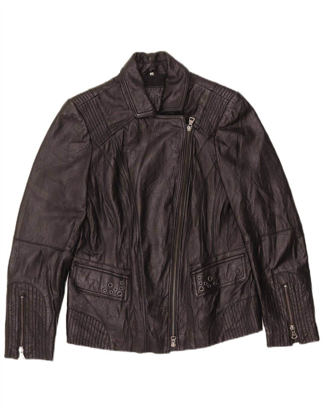 BONITA Veste de motard en cuir pour femme EU 38 Cuir d'agneau noir moyen