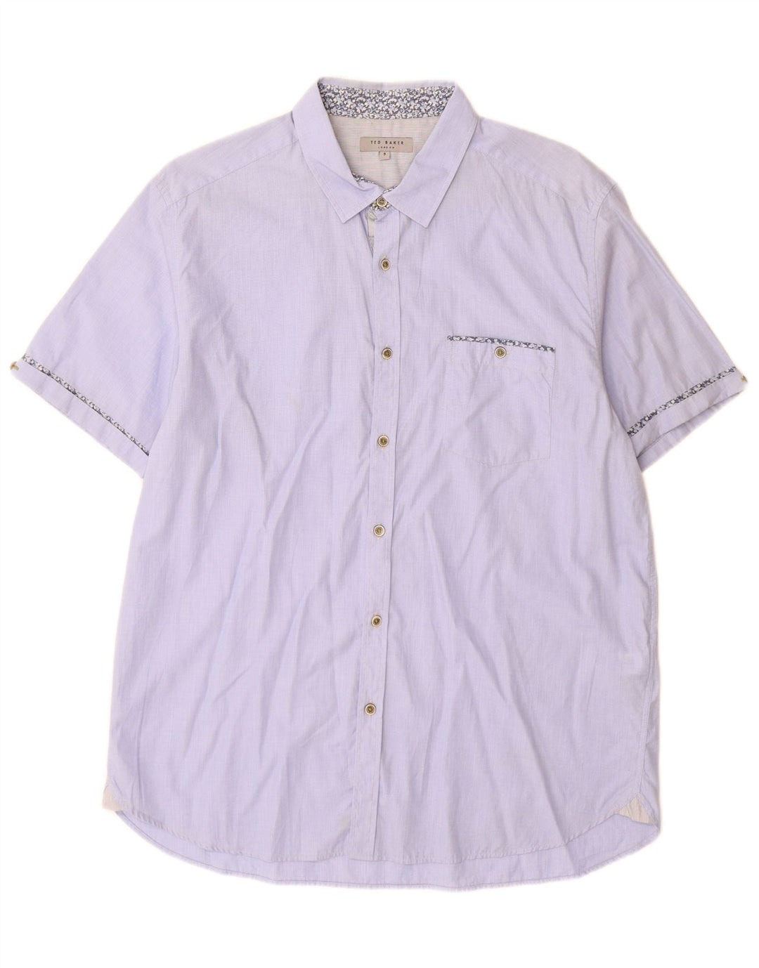 Ted Baker Chemise à manches courtes pour homme Taille 5 XL Bleu Coton